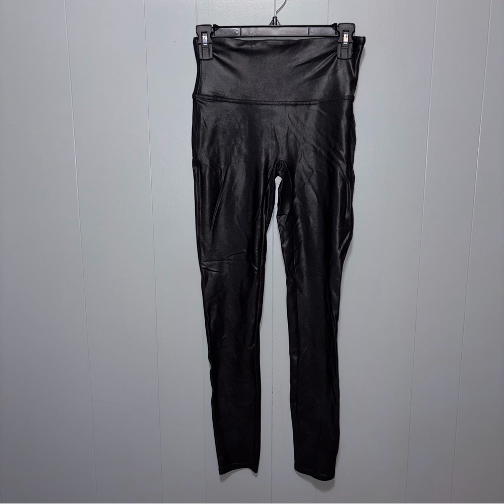 Spanx Black Flaux Leather Leggings Medium